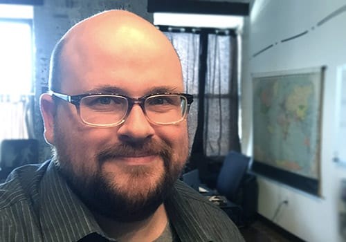 Brand Llama co-founder Sagan Medvec in the agency's Fishtown office