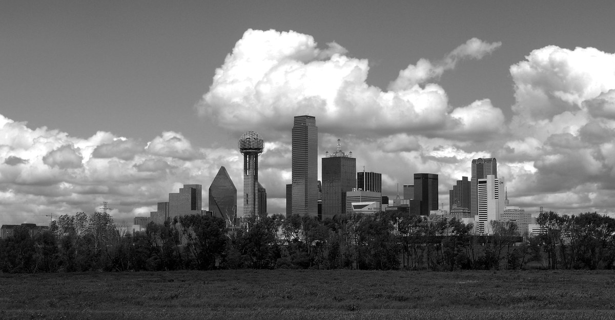 Dallas skyline, home of Burgess Company, an East Dallas firm of certified public accountants