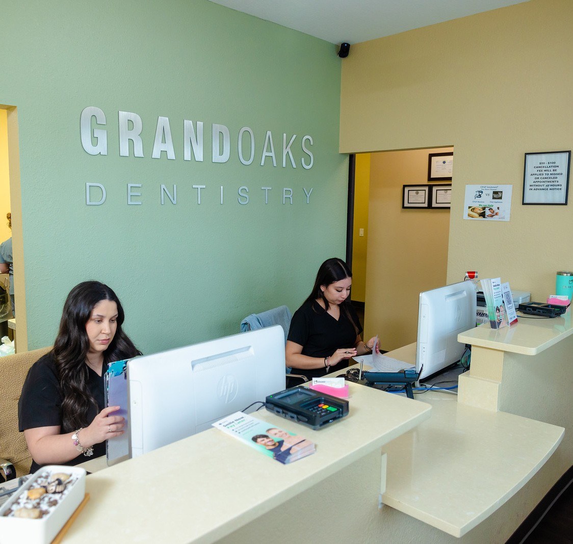 Reception desk at Grand Oaks Dentistry in South Austin