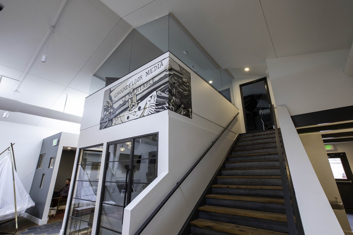 Inside the GroundFloor Media office at 1923 Market Street in Denver