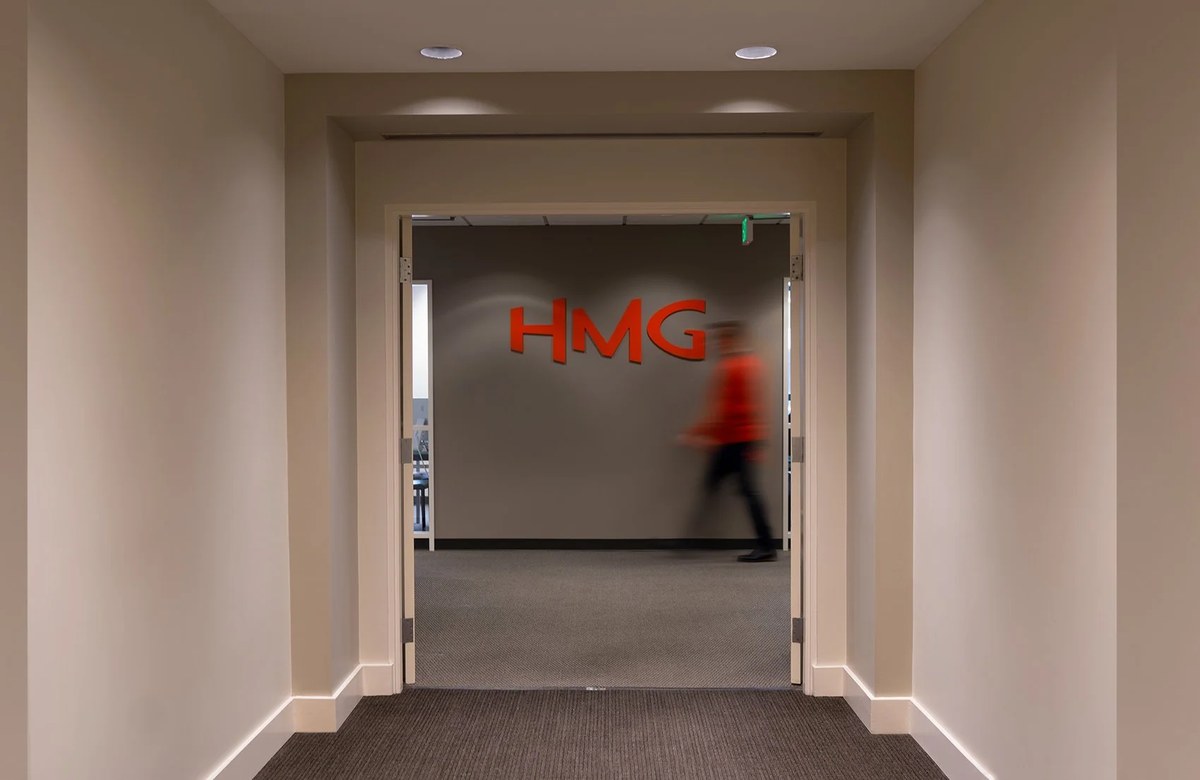 HMG Seattle office entrance with the HMG logo in downtown Seattle