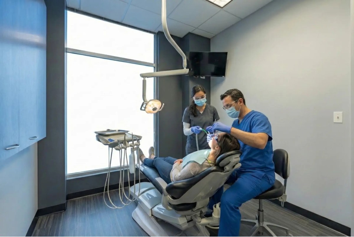 Dentist treating a patient at NK Family Dental in Bucktown, Chicago