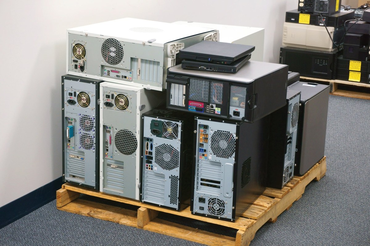 Business computers collected for secure IT asset disposition at Teksentrik in Philadelphia