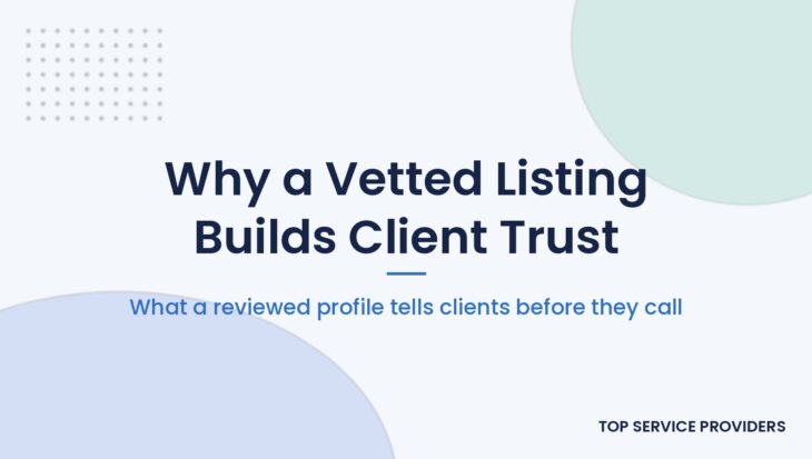 Vetted directory listing building client trust for local professionals